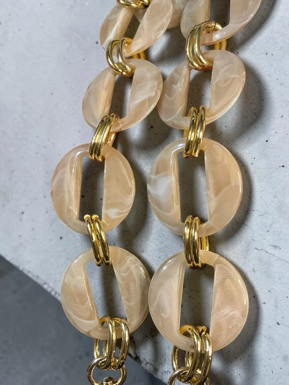 Chunky Resin Chain Strap Apricot Marble Gold Bag Chain Purse Strap NEW